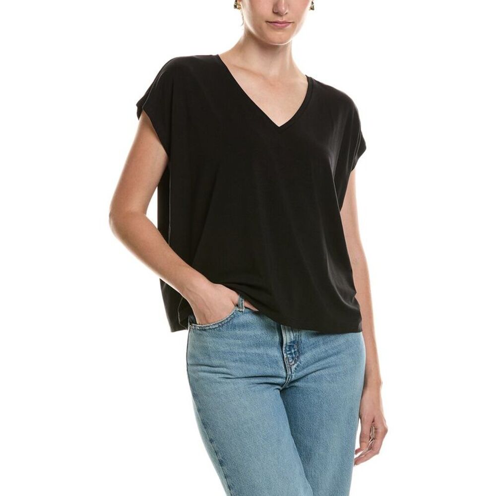 Eileen Fisher Womens  V-Neck Square Top, Black